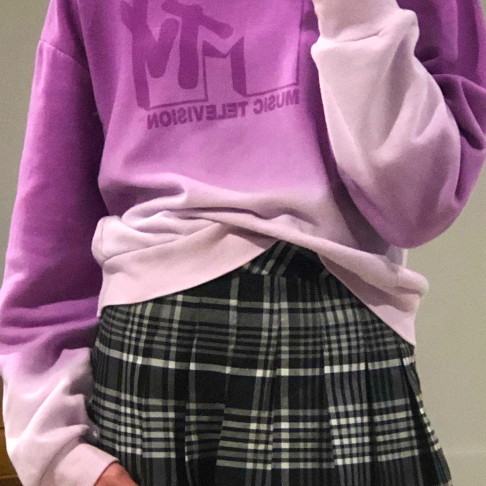 Double Pattern Black, Gray, and White Forever 21 Pleated Skirt